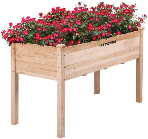 Wooden Raised Garden Bed Elevated Planter Box For Backyard Patio