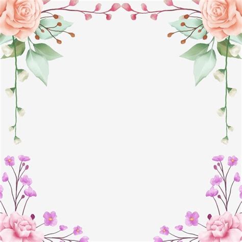 Cute Pink Watercolor Floral Border Transparent Background Floral