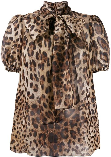 dolce and gabbana pussy bow leopard print organza blouse shopstyle tops