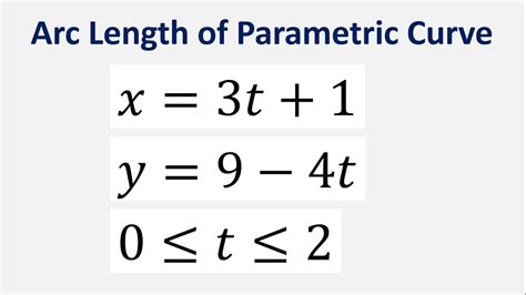 Arc Length Of Parametric Curve X 3t 1 Y 9 4t T Varies From