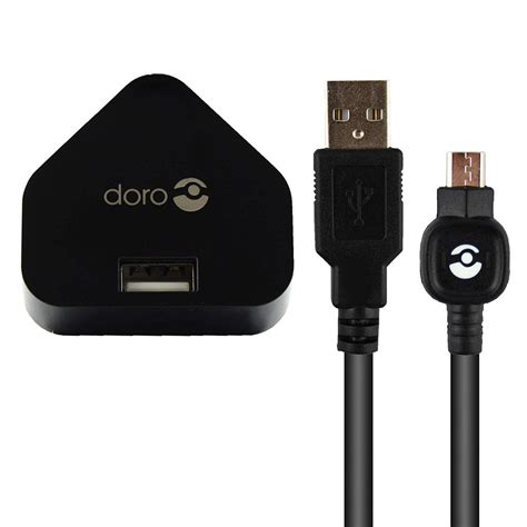 Official Genuine Doro Uk 3 Pin Mains Wall Charger With Original Usb Cable Charge And Sync