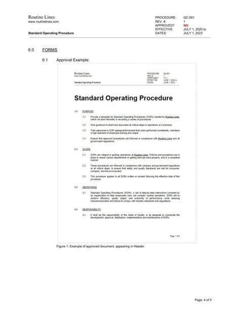 Standard Operating Procedure Template Routine Lines