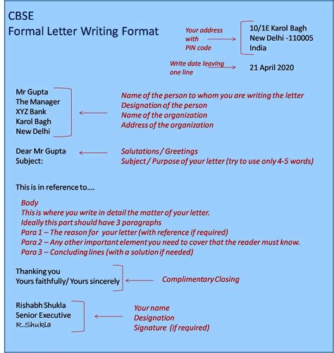 Cbse Hindi Informal Formal Letter Format