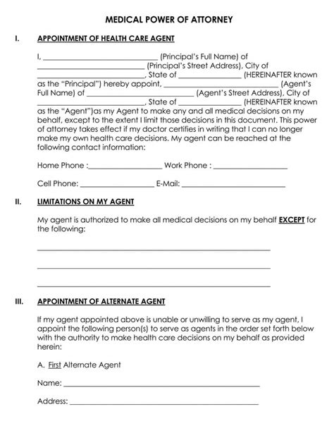 Free Medical Power Of Attorney Forms Us Word Pdf