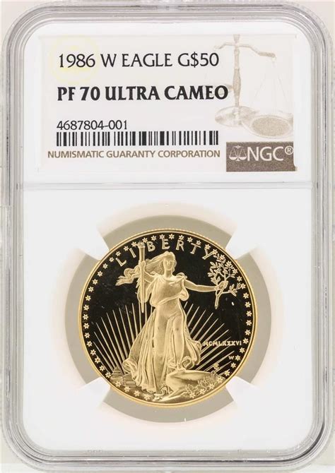 1986 W 50 American Gold Eagle Coin Ngc Pf70 Ultra Cameo