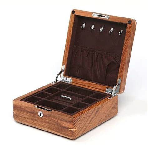 Rosewood Pure Solid Wood Jewelry Box With Lock Portable Double Travel