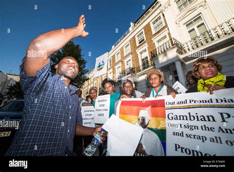 London Uk 24th Sept 2014 Lgbt Protest Outside Gambian High