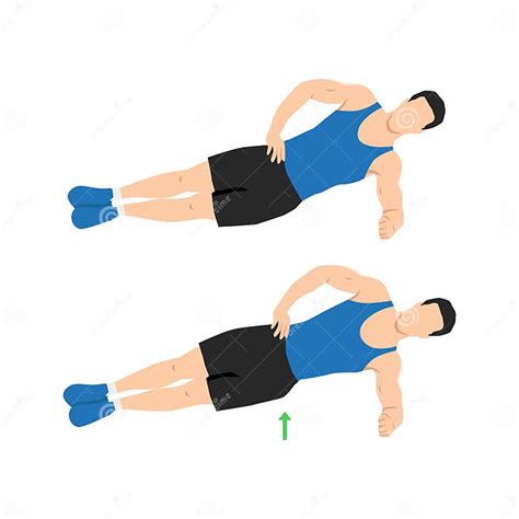 Man Doing Side Plank Hip Raises Exercise Stock Illustration