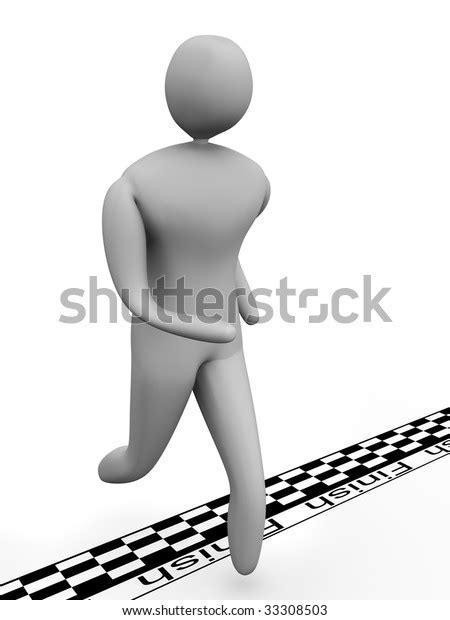 3d Man Crosses Finish Line High Stock Illustration 33308503 Shutterstock