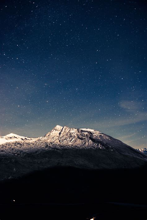 Free Images Horizon Mountain Snow Sky Night Star Dawn Dusk