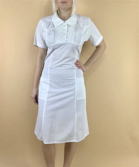 1950s 60s Nurse Uniform White Mod 60s Dress 50s Nurse Dress Etsy