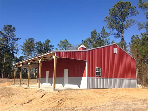 30x40x12 Enclosed Steel Truss Pole Barn With Lean To Cupela Metal