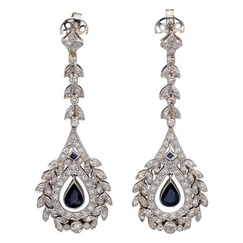 Art Deco Cartier Diamond Platinum Drop Earrings At 1stDibs