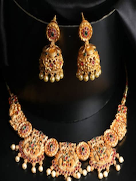 Buy Priyaasi Gold Plated Green And Red Ruby Kemp Stone Studded And Beaded