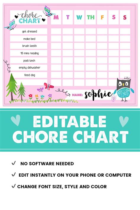 Kids Chore Chart Printable That Is Editable So You Can Make It Exactly