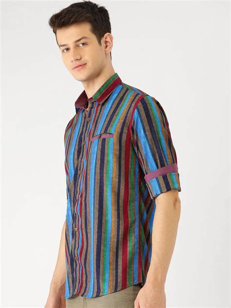 Buy Multi Striped Crepe Shirt For Men Online At Best Price Tistabene