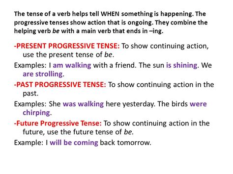 Progressive Verb Tense Mrs Glovers 4th Grade Class