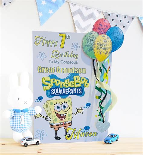 Personalised Spongebob Birthday Card Son Grandson Nephew Etsy Uk