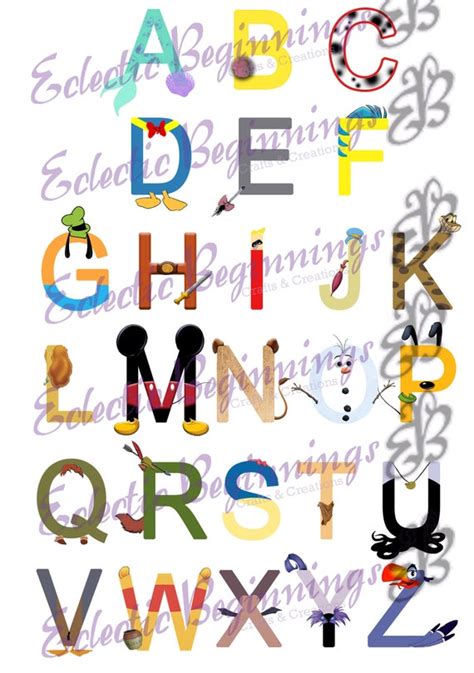 Alphabet  Digital File Diy Print Clip Art Disney Character