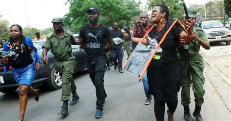 Police And Anti Corruption Protesters Clash Outside Zambian Parliament