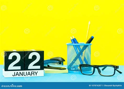 January 22nd Day 22 Of January Month Calendar On Yellow Background