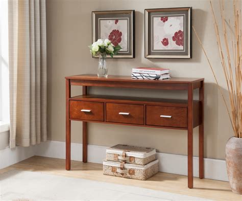 Oliver 3 Drawer Modern Console Entryway Table Walnut Wood