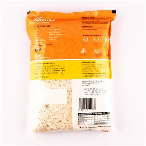 Pro Nature Organic Beaten Rice Poha Medium 500g Wellcurve