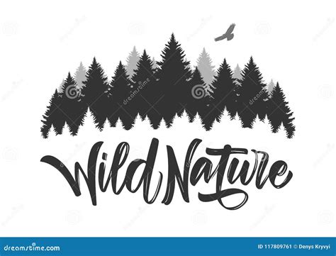 Vector Illustration Hand Drawn Type Lettering Of Wild Nature With