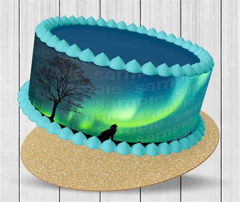 Northern Lights Edible Round Cake Topper Cake Wraps Or Full Etsy