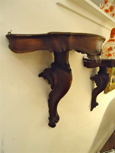 Pair Of Antique Carved Wood Wall Brackets At 1stdibs