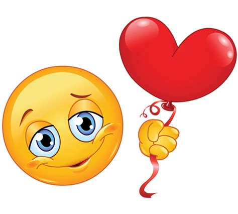 Smiley With A Heart Balloon Symbols And Emoticons