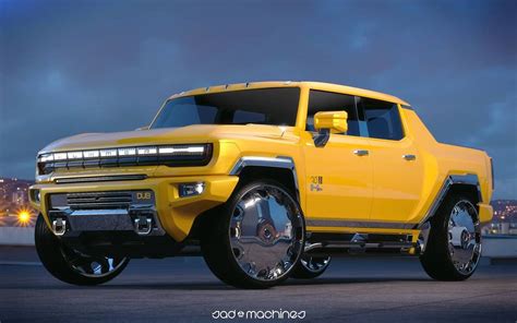 2022 Gmc Hummer Imagined As First Donk Ev On 30 Inch Chrome Wheels