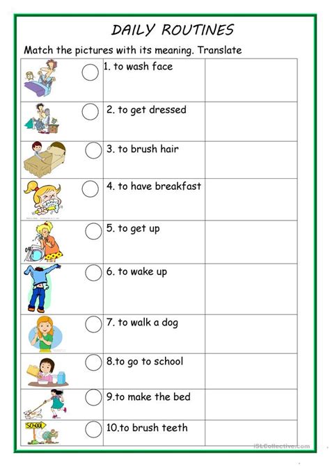 daily routines  worksheet  esl printable worksheets   teachers