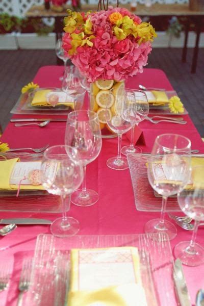 To decorate you holiday table you could use flowers, colorful leaves, vegetables, fruits. Yellow And Pink Wedding Decoration