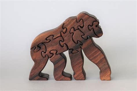 Gorilla Wooden Puzzle Scroll Saw Pattern Diy Woodworking Plan Etsy