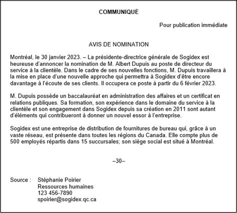 Avis De Nomination Généralités Et Modèles Bdl