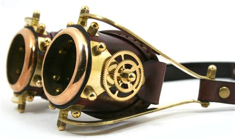 steampunk goggles polished brass brown leather by ambassadormann on deviantart