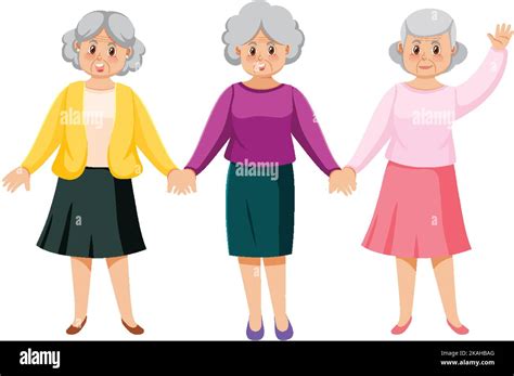 Three Senior Women Cartoon Character Illustration Stock Vector Image