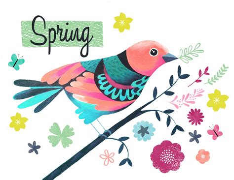 Little Bird Spring Illustration By Lamai Anne Mccartan Bird