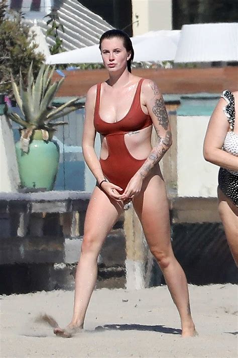 Ireland Baldwin Dons A Burnt Orange Swimsuit While Out Enjoying A Beach Day With Her Friends In