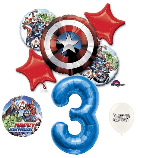 3rd Birthday Marvel Avengers Captain America Shield Balloons Bouquet
