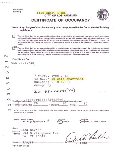 Material Requirement Form Certificate Of Occupancy For Rentals