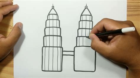 How To Draw Petronas Tower With Easy Youtube