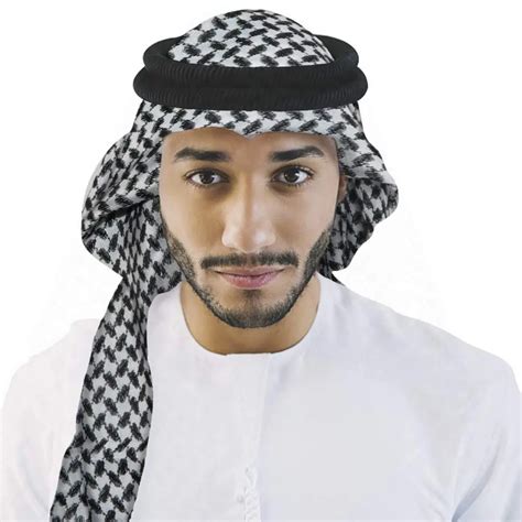 Arab Kafiya Keffiyeh Arabic Muslim Head Scarf For Men With Aqel Rope