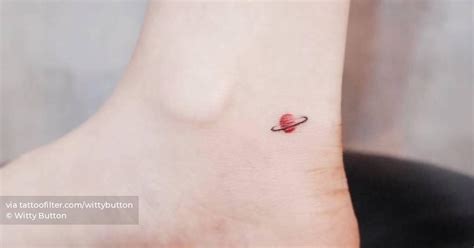 Minimalist Saturn Tattoo On The Ankle