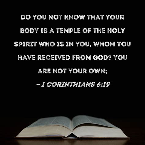 1 Corinthians 619 Do You Not Know That Your Body Is A Temple Of The