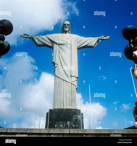 Rio De Janeiro Brazil The Statue Of Jesus Christ Portuguese O Cristo Redentor On Corcovado