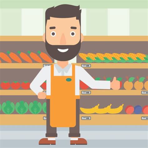 Best Grocery Store Employee Illustrations Royalty Free