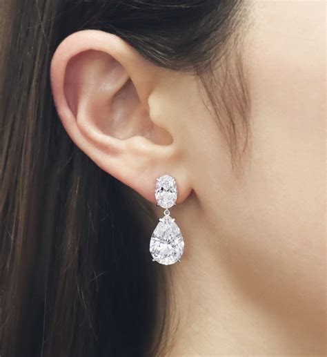 Oval And Pear Diamond Drop Earrings Baileys Fine Jewelry