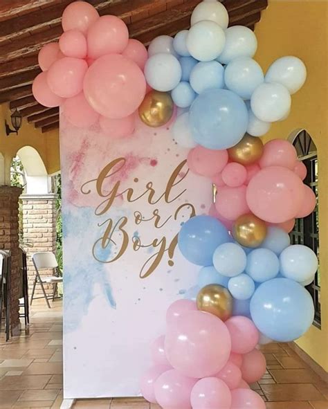 Gender Reveal Balloon Garland Kit Pink Blue Gold Baby Shower Etsy